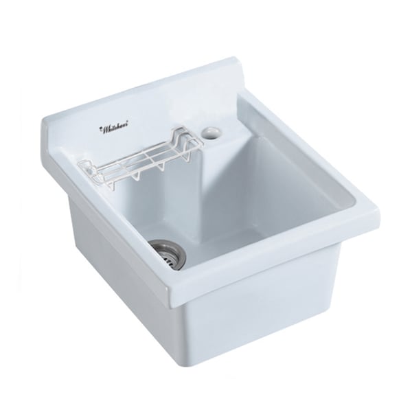 Whitehaus Vitreous China Sgl Bowl, Drop-In Sink W/ Wire Basket And 3-1/2 Off Cente WH474-60 - main